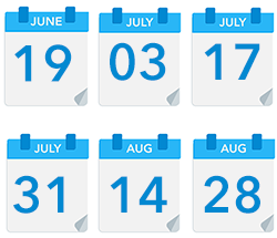 Code delivery dates: June 19, July 3, July 17, July 31, August 14, August 28